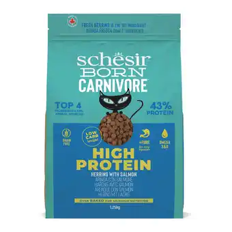 Zooplus Dubbelpak: 2x 1,25kg Schesir Born Carnivore High Protein Haring met Zalm droogvoer voor katten aanbieding