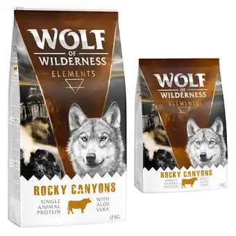 Zooplus 14kg Rocky Canyons met Rund Wolf of Wilderness Hondenvoer aanbieding