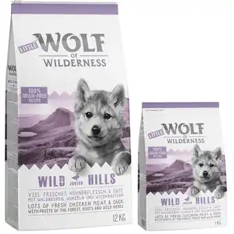 Zooplus 14kg Junior Wild Hills Eend Wolf of Wilderness Hondenvoer aanbieding