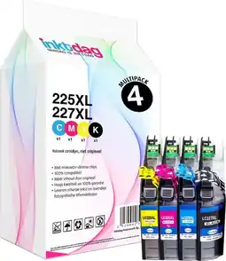 Bol.com Inktdag inktcartridges voor Brother LC225XL / LC227XL multipack van 4 kleuren (1*BK C M en Y) aanbieding