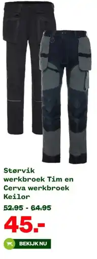 Welkoop Størvik werkbroek Tim en Cerva werkbroek Keilor aanbieding