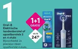 DA Oral-B Elektrische tandenborstel of opzetborstels 2 en 4 stuks aanbieding