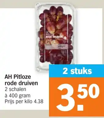 Albert Heijn AH Pitloze rode druiven 2*400g aanbieding