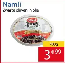 Tanger Markt Namli Zwarte olijven in olie aanbieding