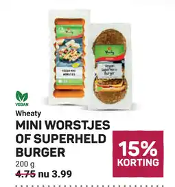 Ekoplaza Wheaty mini worstjes of superheld burger aanbieding