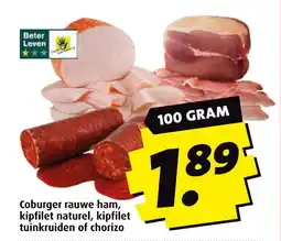Boni Coburger rauwe ham kipfilet naturel, kipfilet tuinkruiden of chorizo aanbieding