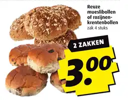 Boni Reuze mueslibollen of rozijnen krentenbollen aanbieding