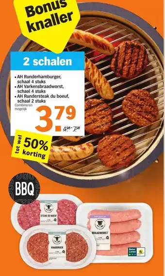 Albert Heijn AH Runderhamburger, Varkensbraadworst, Rundersteak du boeuf aanbieding