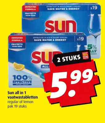 Boni Sun all in 1 vaatwastabletten aanbieding