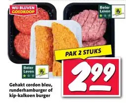 Nettorama Gehakt cordon bleu runderhamburger of kip-kalkoen burger aanbieding