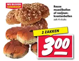 Nettorama Reuze mueslibollen of rozijnen krentenbollen aanbieding