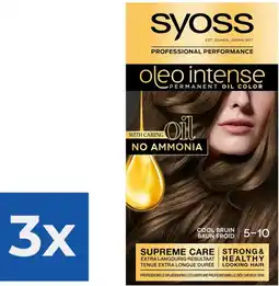 Bol.com SYOSS Oleo Intense 5-10 Cool Bruin haarverf - 1 stuk - Voordeelverpakking 3 stuks aanbieding