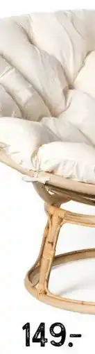 Xenos Rotan loungestoel Papasan - naturel - ø100x80 cm aanbieding