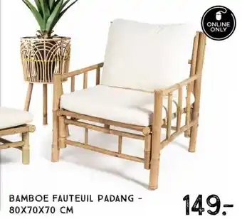 Xenos Bamboe fauteuil padang - 80x70x70 cm aanbieding