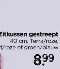 Xenos Zitkussen streep - oranje/roze - 40x40 cm aanbieding