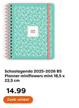 The Read Shop Schoolagenda 2025-2026 B5 Planner miniflowers mint aanbieding
