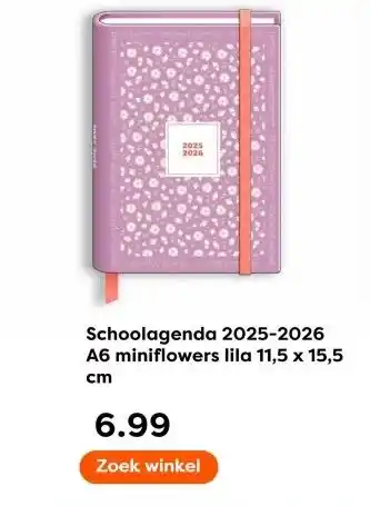 The Read Shop Schoolagenda 2025-2026 A6 miniflowers lila aanbieding