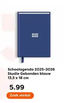 The Read Shop Schoolagenda 2025-2026 Studie Gebonden blauw aanbieding