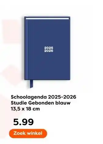 The Read Shop Schoolagenda 2025-2026 Studie Gebonden blauw aanbieding