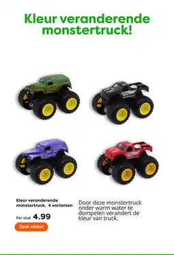The Read Shop Kleur veranderende monstertruck, 4 varianten aanbieding