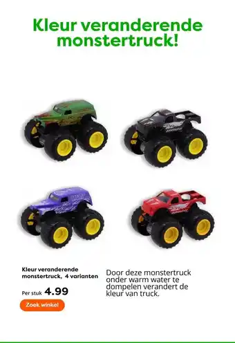 The Read Shop Kleur veranderende monstertruck, 4 varianten aanbieding