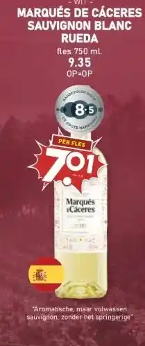 MCD Supermarkt MARQUÉS DE CÁCERES SAUVIGNON BLANC RUEDA aanbieding