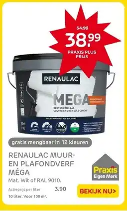 Praxis RENAULAC MUUR- EN PLAFONDVERF MÉGA aanbieding