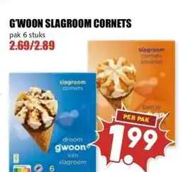 MCD Supermarkt G'WOON SLAGROOM CORNETS aanbieding