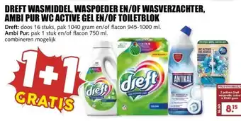 MCD Supermarkt DREFT WASMIDDEL, WASPOEDER EN/OF WASVERZACHTER, AMBI PUR WC ACTIVE GEL EN/OF TOILETBLOK aanbieding