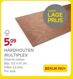 Praxis HARDHOUTEN MULTIPLEX aanbieding