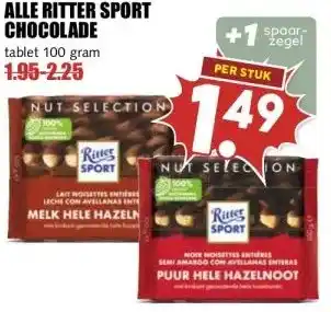 MCD Supermarkt ALLE RITTER SPORT CHOCOLADE aanbieding