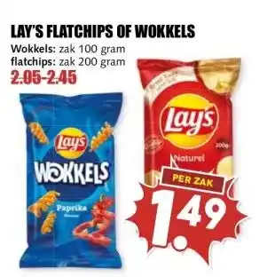 MCD Supermarkt LAY'S FLATCHIPS OF WOKKELS aanbieding