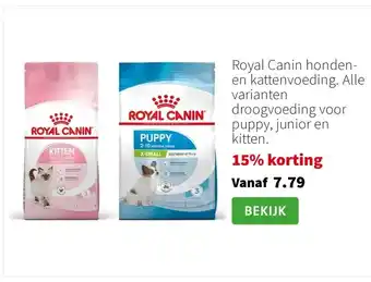 Intratuin Royal Canin honden- en kattenvoeding. Alle varianten droogvoeding voor puppy, junior en kitten. aanbieding