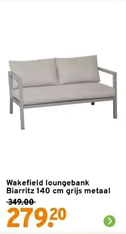 GAMMA Wakefield loungebank Biarritz 140 cm grijs metaal aanbieding