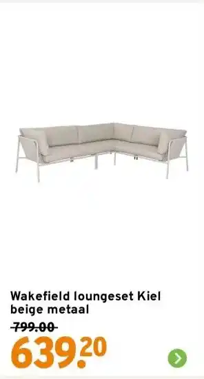 GAMMA Wakefield loungeset Kiel beige metaal aanbieding