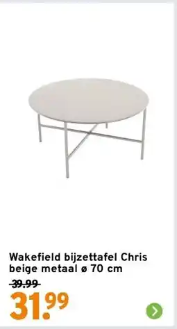 GAMMA Wakefield bijzettafel Chris beige metaal ø 70 cm aanbieding