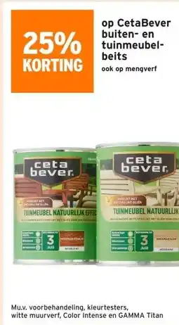 GAMMA 25% korting op CetaBever buiten- en tuinmeubel- beits aanbieding