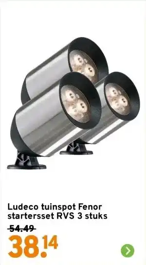GAMMA Ludeco tuinspot Fenor startersset RVS 3 stuks aanbieding