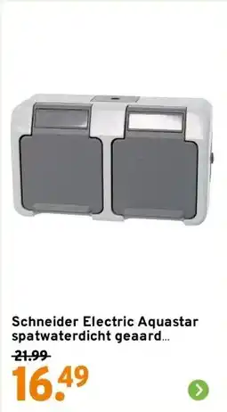 GAMMA Schneider Electric Aquastar spatwaterdicht geaard stopcontact dubbel horizontaal aanbieding