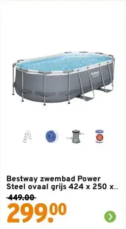 GAMMA Bestway zwembad Power Steel ovaal grijs 424 x 250 x 100 cm met pomp aanbieding