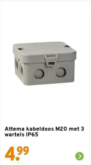 GAMMA Attema kabeldoos M20 met 3 wartels IP65 aanbieding