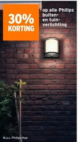 GAMMA 30% KORTING op alle Philips buiten- en tuin- verlichting aanbieding