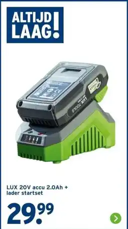 GAMMA LUX 20V accu 2.0Ah + lader startset aanbieding