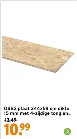 GAMMA OSB3 plaat 244x59 cm dikte 15 mm met 4-zijdige tong en groef aanbieding