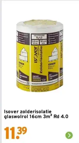 GAMMA Isover zolderisolatie glaswolrol 16cm 3m² Rd 4.0 aanbieding