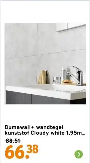 GAMMA Dumawall+ wandtegel kunststof Cloudy white 1,95m² 37,5x65cm 8 stuks aanbieding