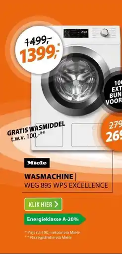 Expert Miele WEG 895 WPS Excellence PowerWash & TwinDos & SteamCare aanbieding