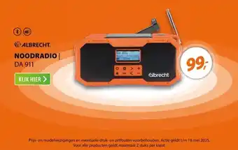 Expert Albrecht DA 911 Noodradio Oranje aanbieding