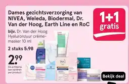 Etos Dames gezichtsverzorging van NIVEA, Weleda, Biodermal, Dr. Van der Hoog, Earth Line en RoC aanbieding