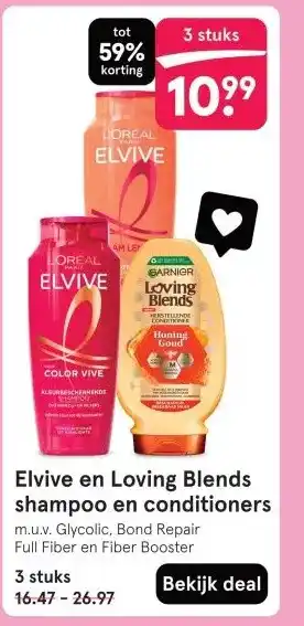 Etos Elvive en Loving Blends shampoo en conditioners aanbieding